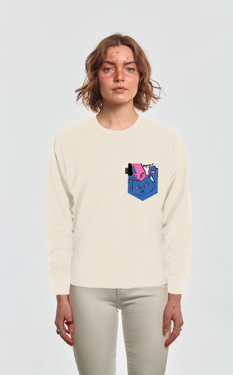Crewneck Qc à poche Chat-astrophe