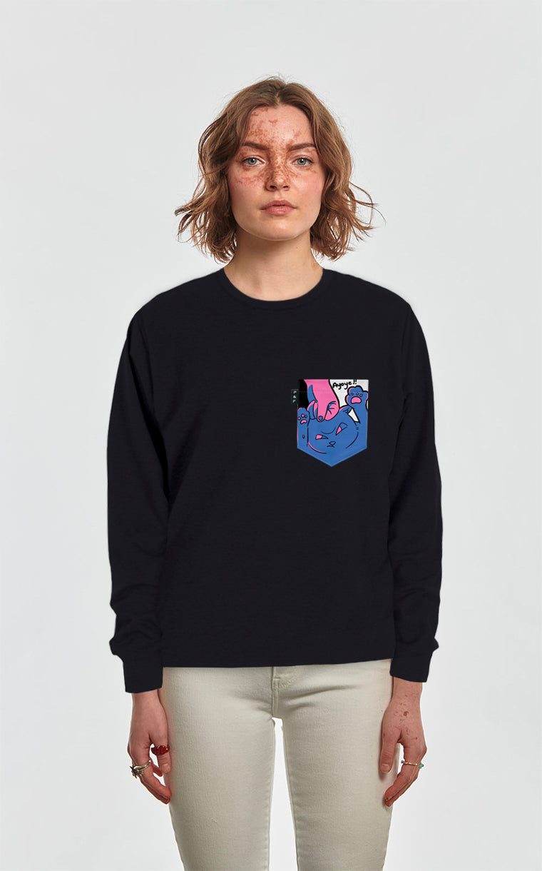Crewneck Qc à poche Chat-astrophe