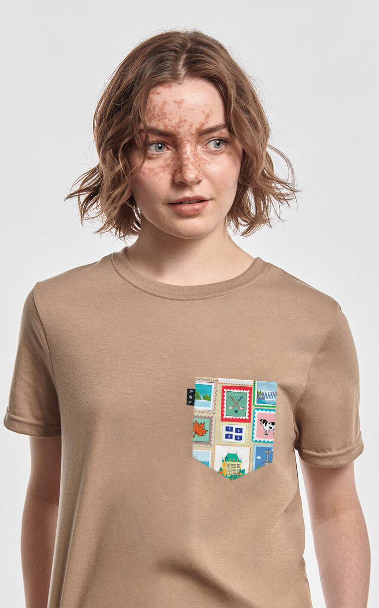 T-shirt coupe Boyfriend à poche Timbres