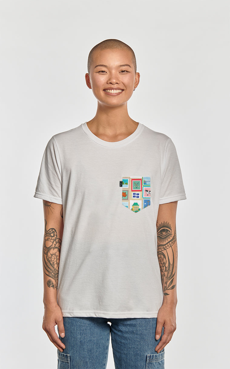 T-shirt coupe Boyfriend à poche Timbres