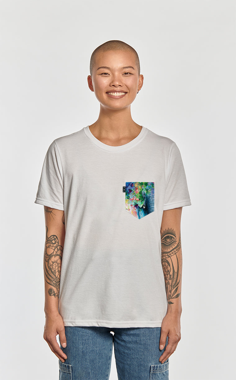 T-shirt coupe Boyfriend à poche Trompe l'oeil