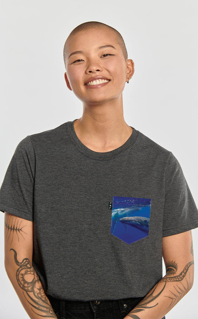 T-shirt coupe Boyfriend à poche Baleine