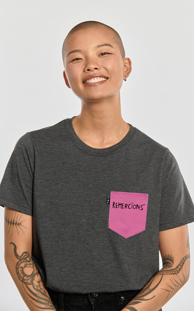 T-shirt coupe Boyfriend à poche Mishel Kekourge Remercions