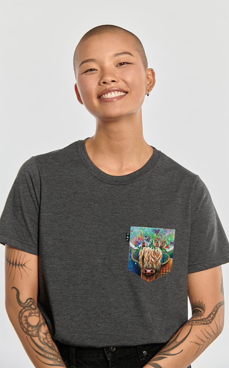 T-shirt coupe Boyfriend à poche Pis au carré