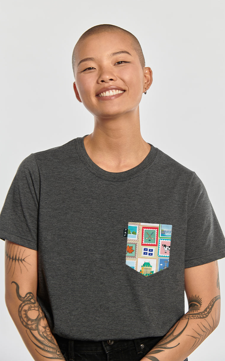 T-shirt coupe Boyfriend à poche Timbres