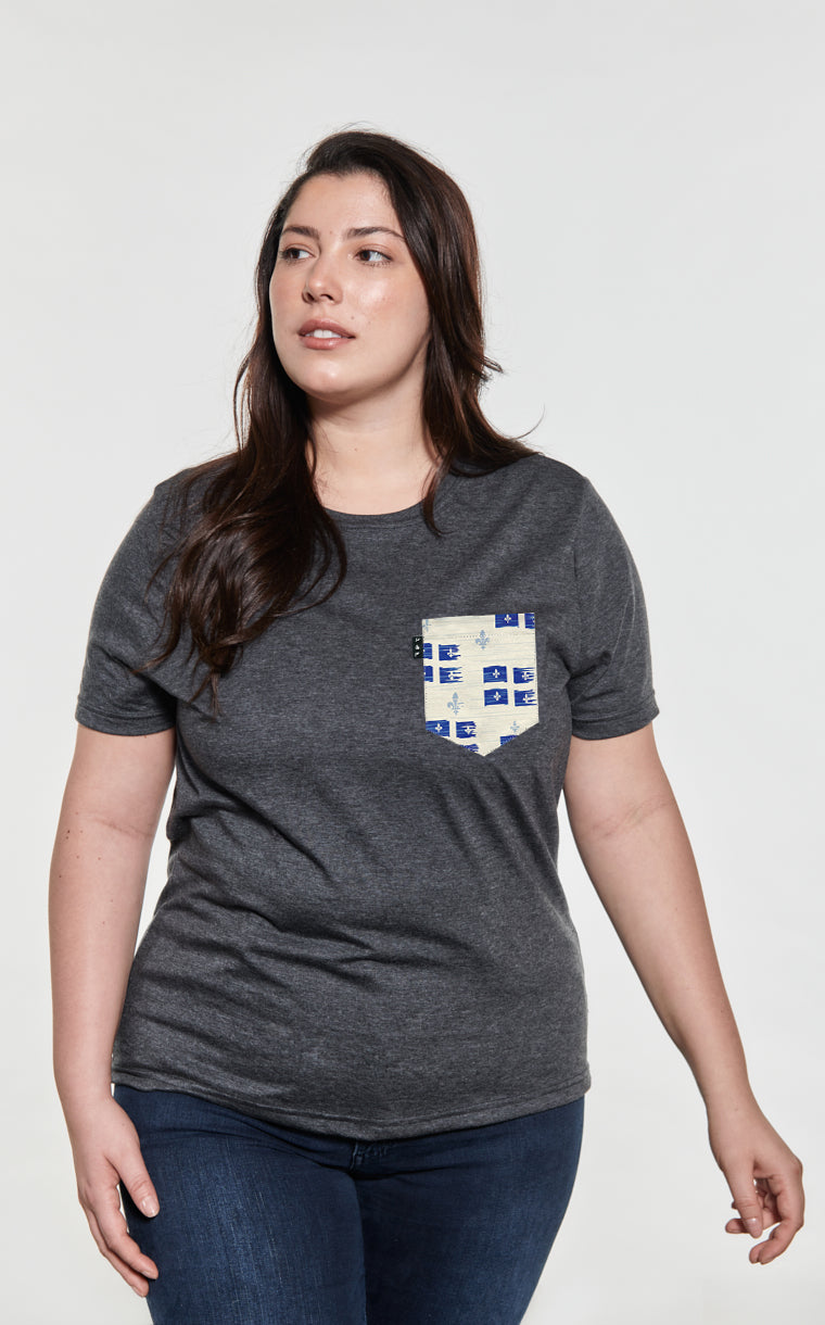 T-shirt coupe Boyfriend à poche Vive le Québec
