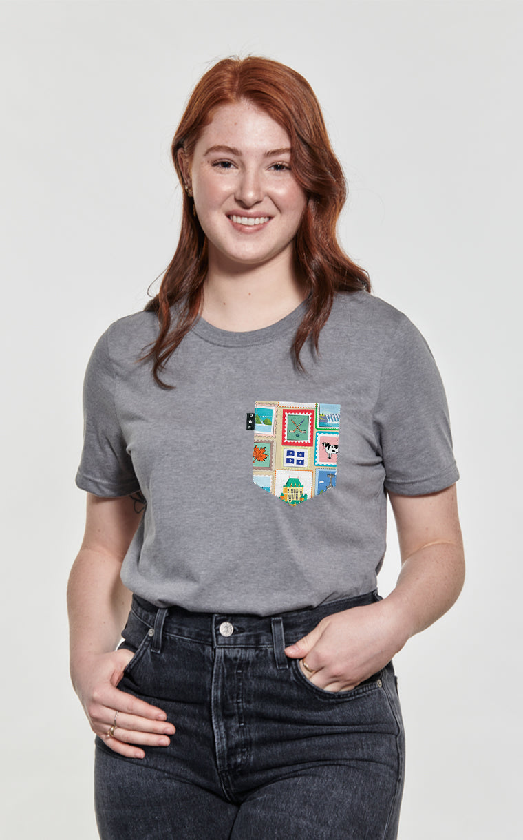 T-shirt coupe Boyfriend à poche Timbres