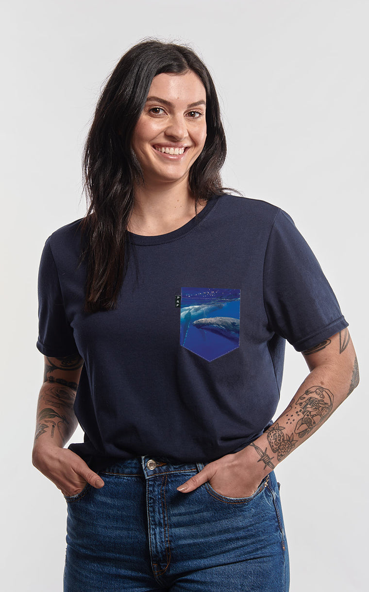 T-shirt coupe Boyfriend à poche Baleine