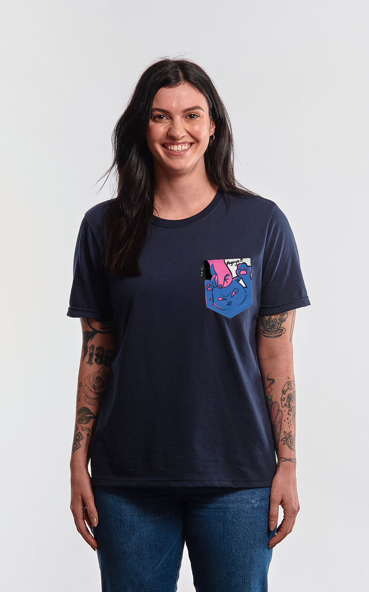 T-shirt coupe Boyfriend à poche Chat-astrophe