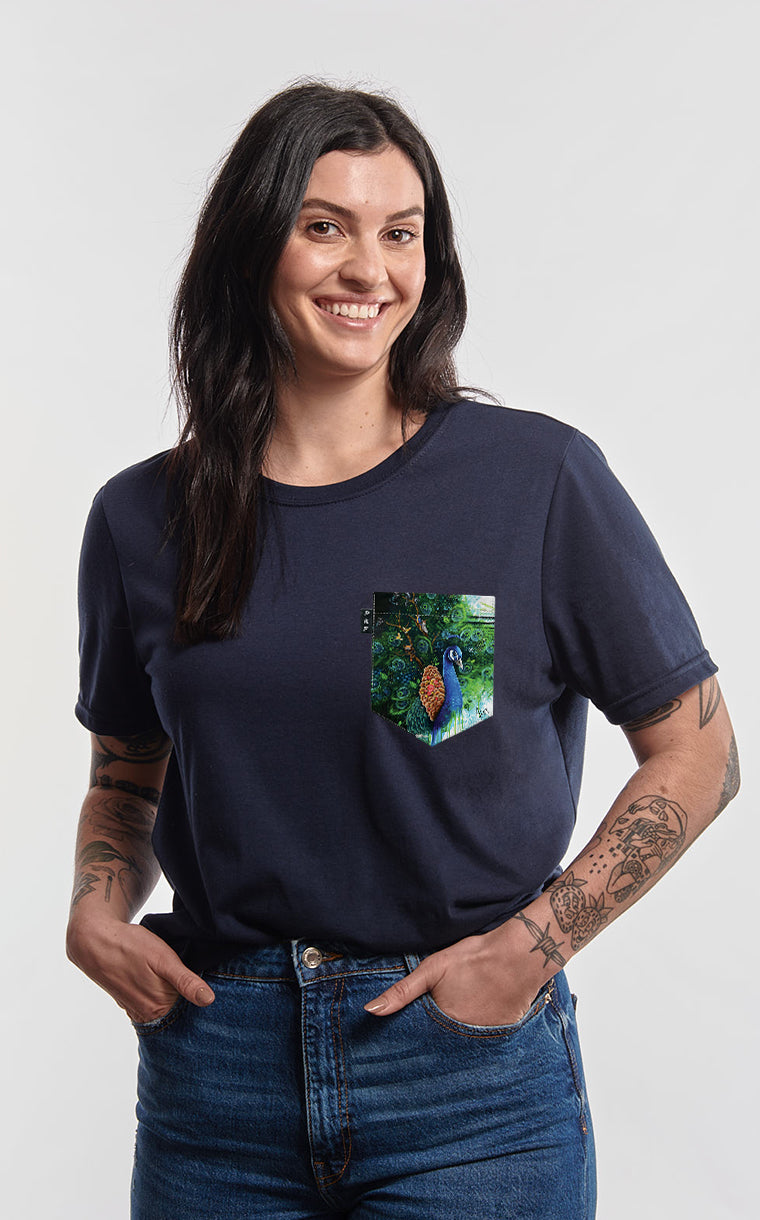 T-shirt coupe Boyfriend à poche pour femme avec poche Paontagonia ^