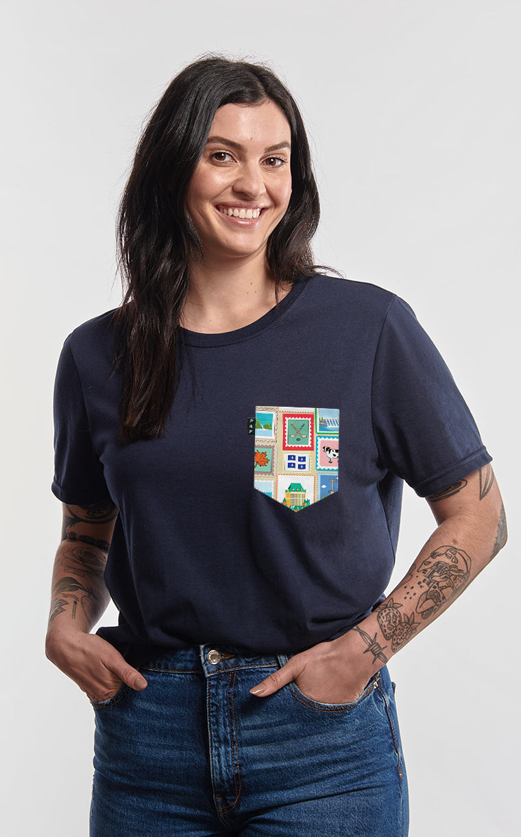 T-shirt coupe Boyfriend à poche Timbres