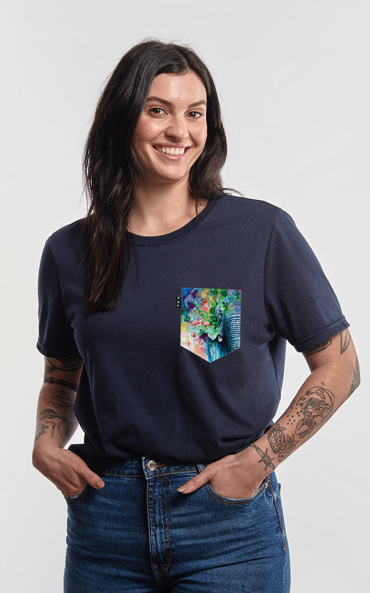 T-shirt coupe Boyfriend à poche Trompe l'oeil