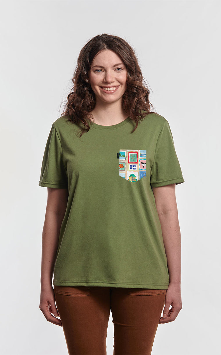 T-shirt coupe Boyfriend à poche Timbres