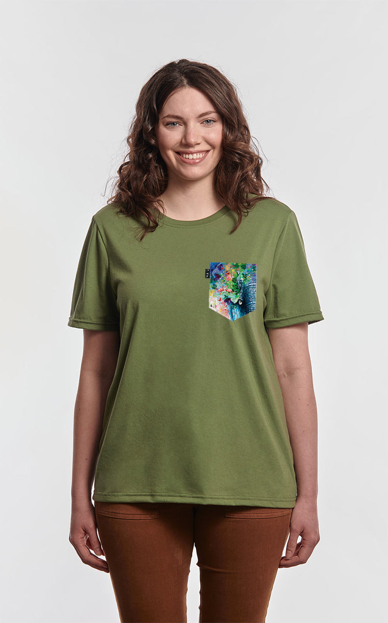 T-shirt coupe Boyfriend à poche Trompe l'oeil