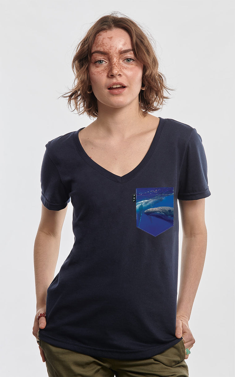 Col en V semi-ajusté à poche Baleine