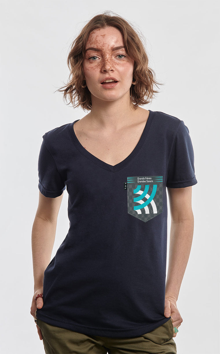 Col en V semi-ajusté à poche Grand potentiel en poche