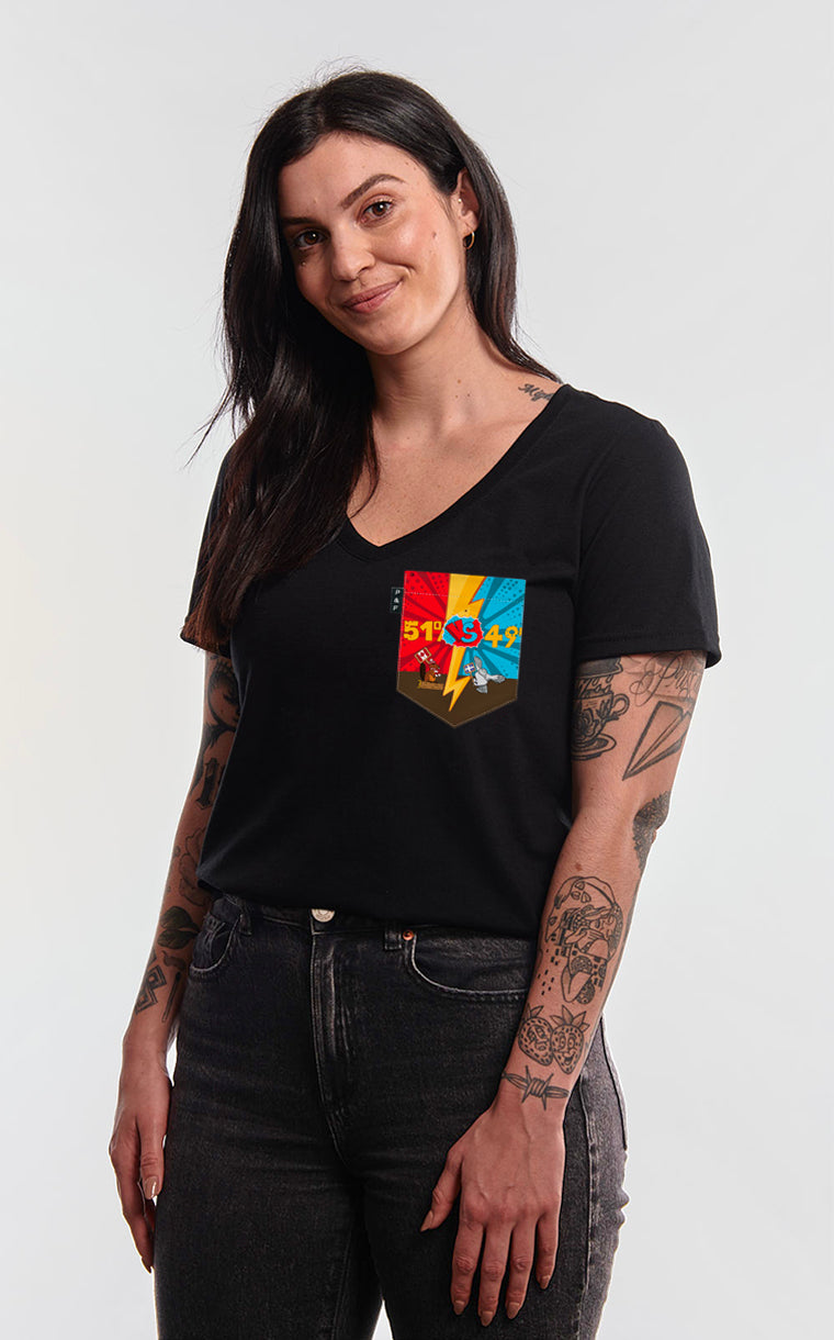 Col en V semi-ajusté à poche Referendum de 95