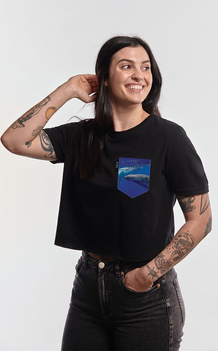 T-shirt « crop top » à poche Baleine