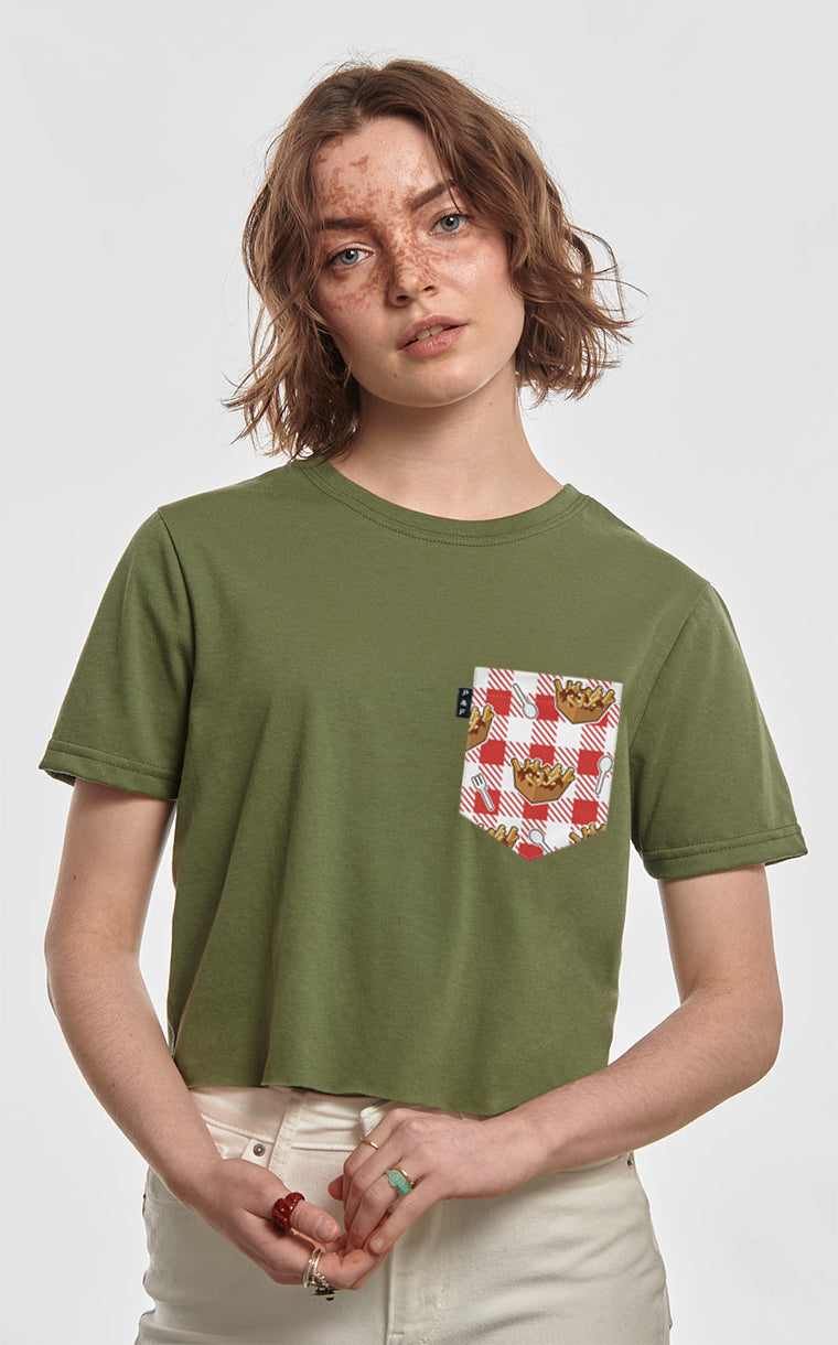 T-shirt « crop top » à poche Lâche pas la patate