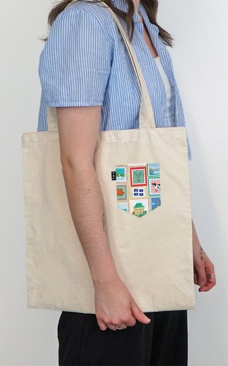 Tote Bag à poche Timbres