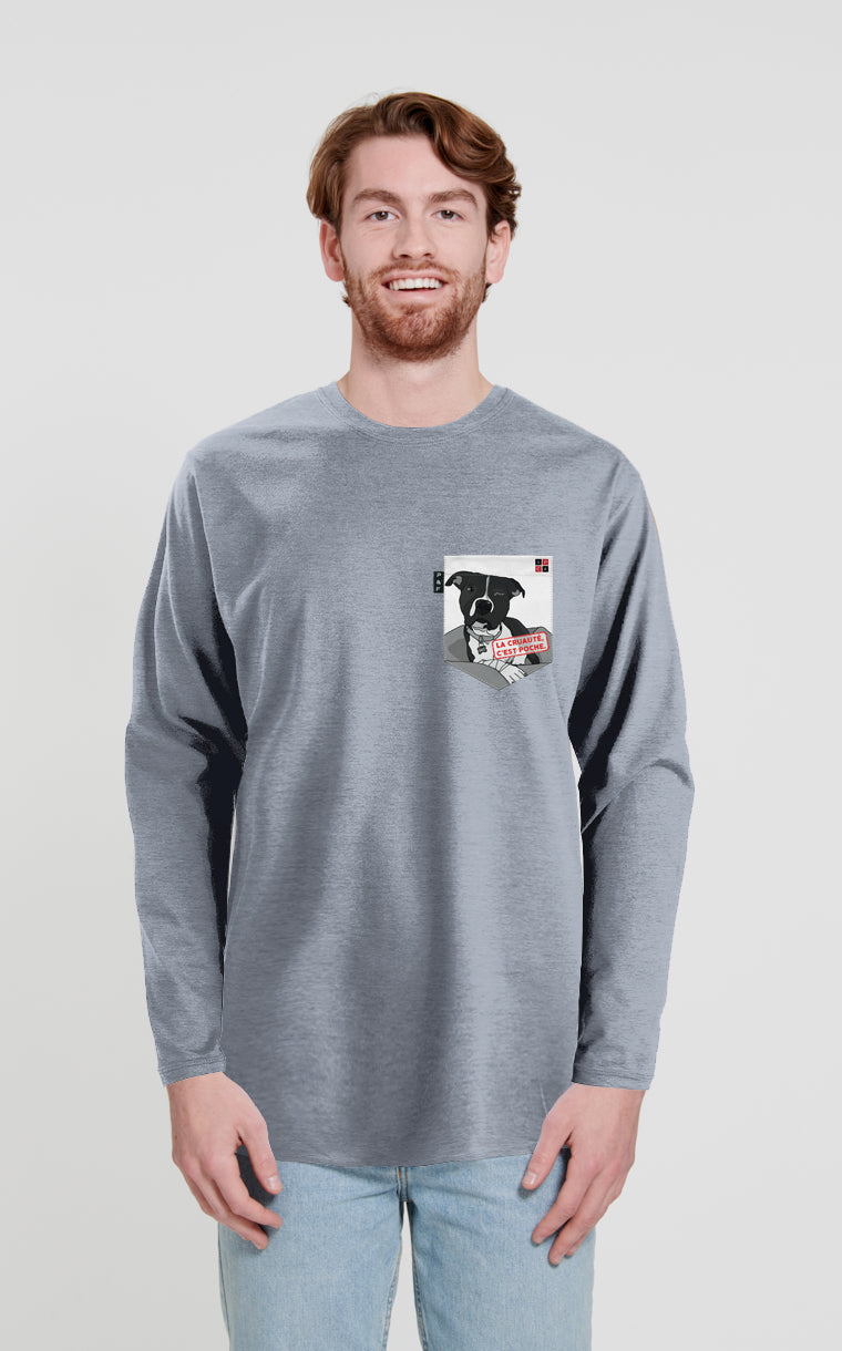 Chandail manches longues à poche La cruauté c'est poche