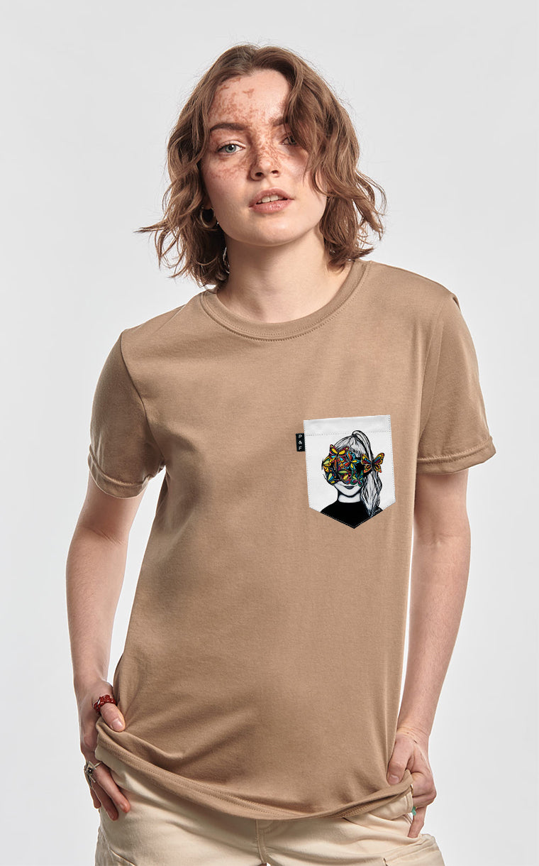 T-shirt coupe Boyfriend à poche pour femme avec poche FND-Fille ^