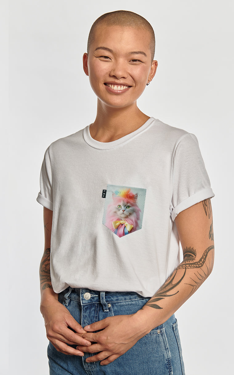 T-shirt coupe Boyfriend à poche Chat va bien aller