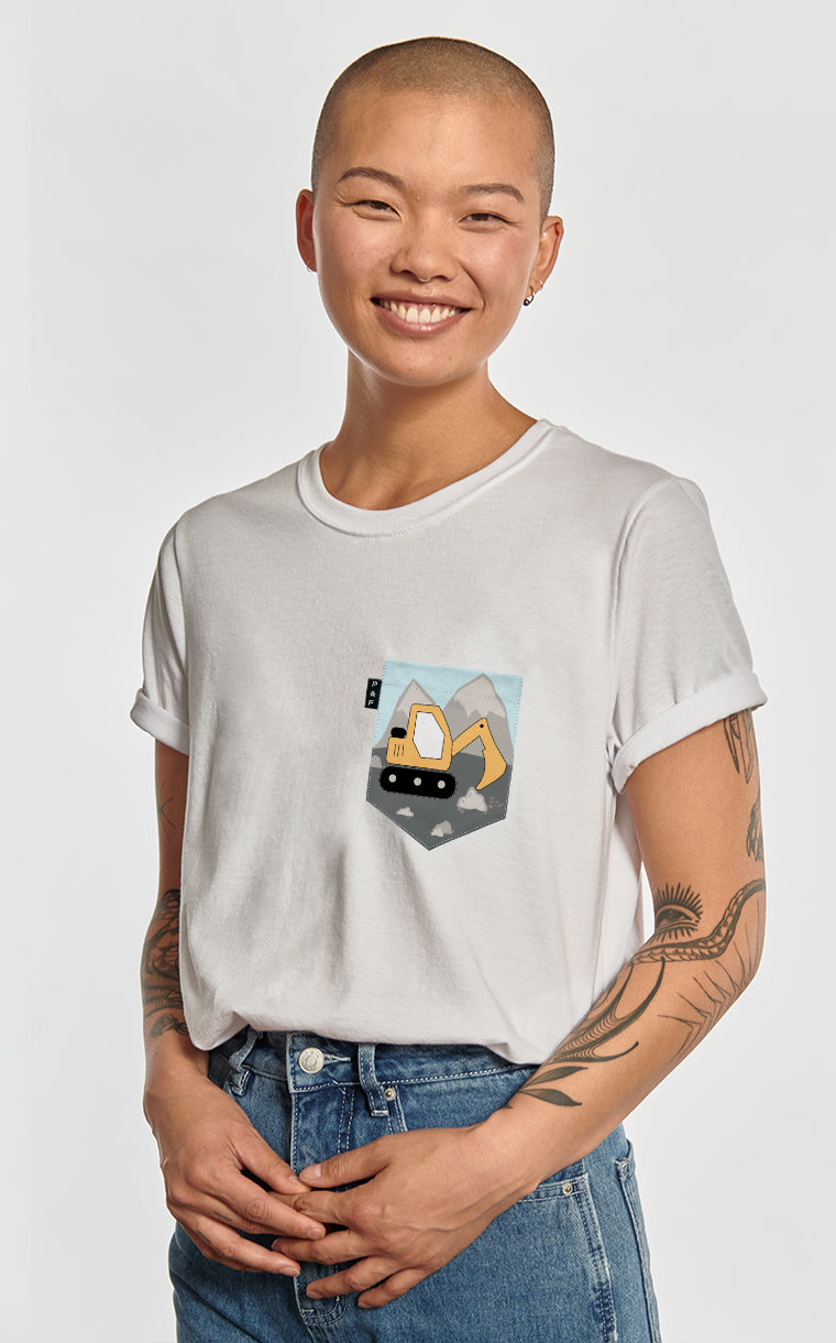 T-shirt coupe Boyfriend à poche pour femme avec poche La Pelle ^