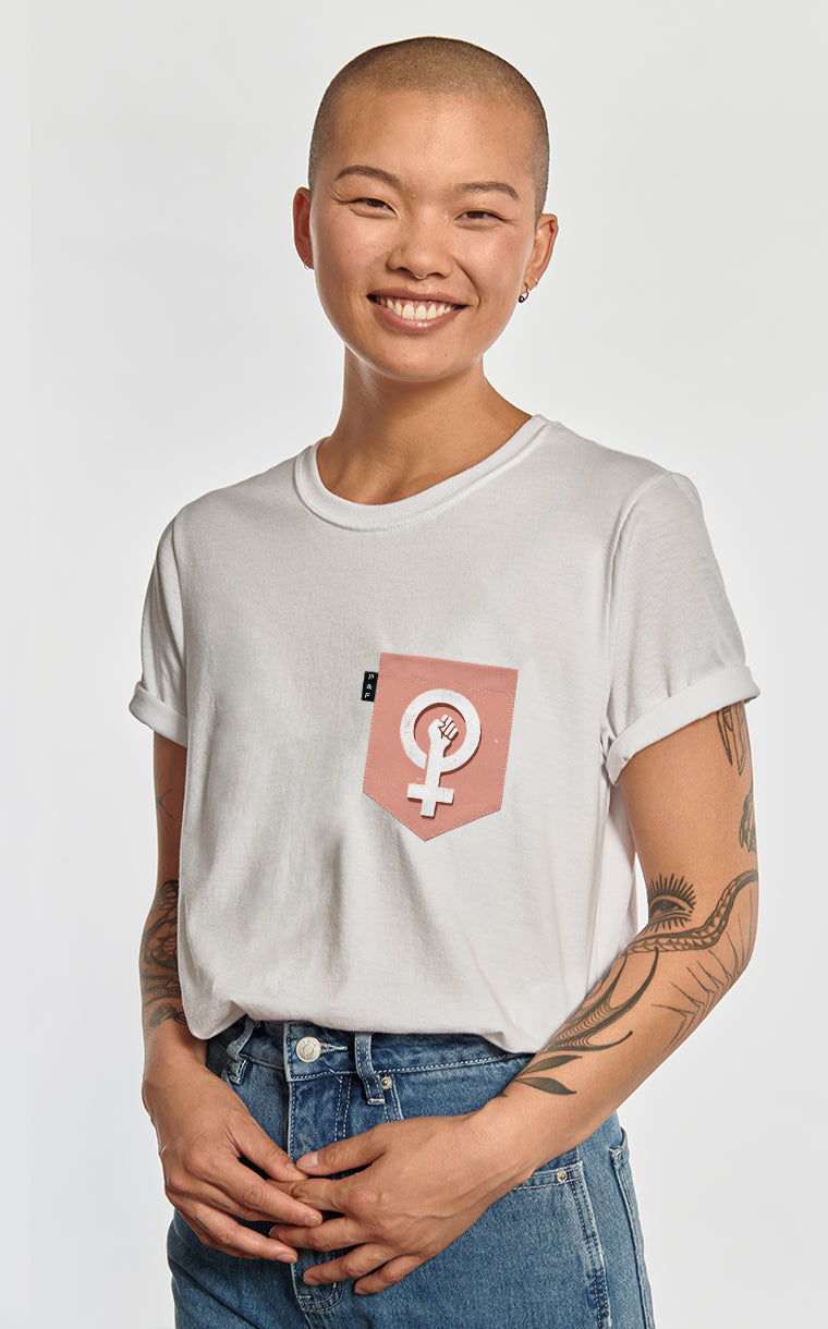T-shirt coupe Boyfriend à poche pour femme avec poche Women's Power ^