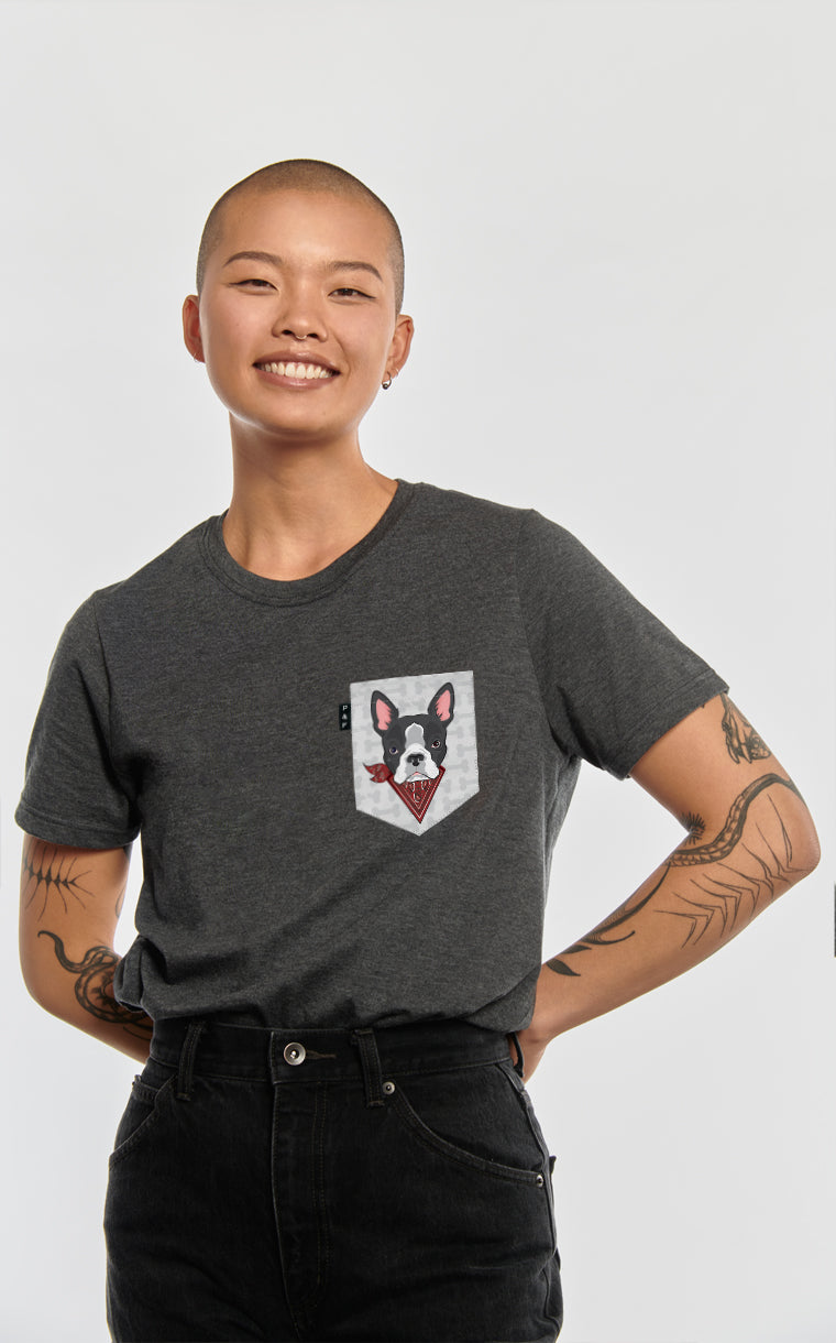 T-shirt coupe Boyfriend à poche pour femme avec poche Chienne à Jacques ^