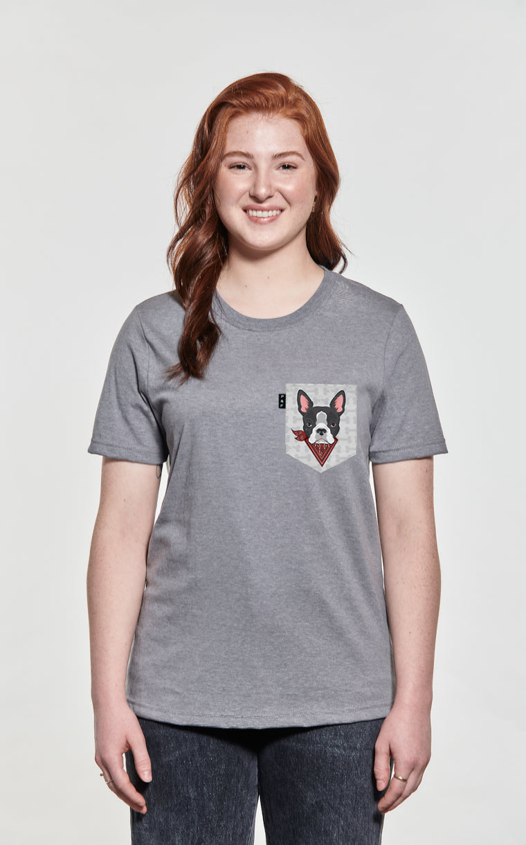 T-shirt coupe Boyfriend à poche Chienne à Jacques