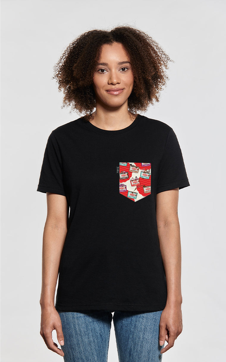 T-shirt coupe Boyfriend à poche pour femme avec poche Chocolats Favoris ^
