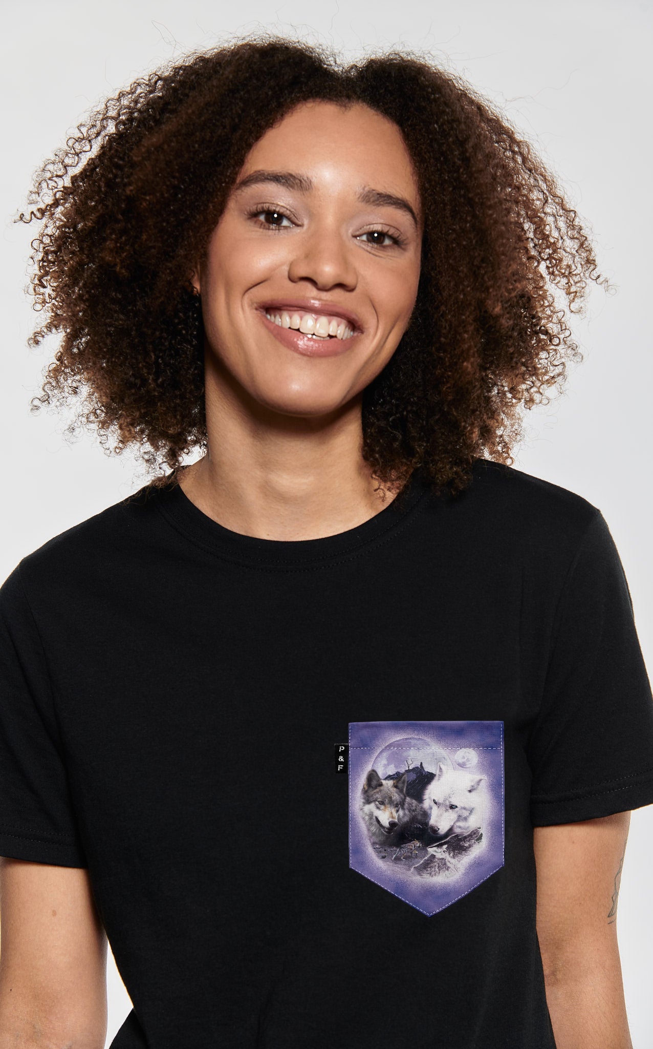 T-shirt coupe Boyfriend à poche Loup-Dacris