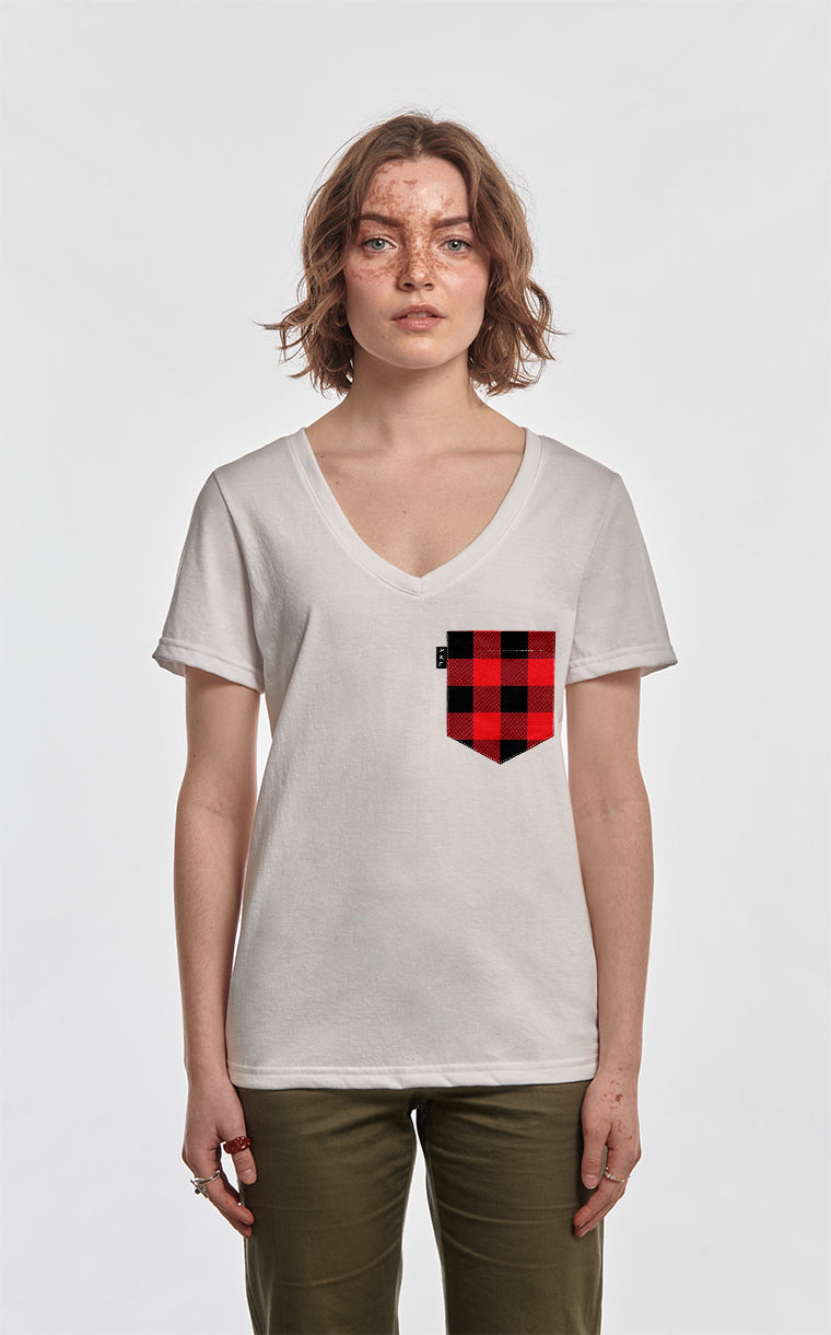 Kid's Plaid Pocket Semi-Fitted V-Neck