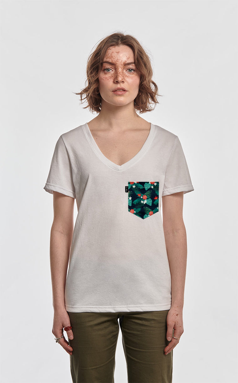 Col en V semi-ajusté à poche Flore is lava