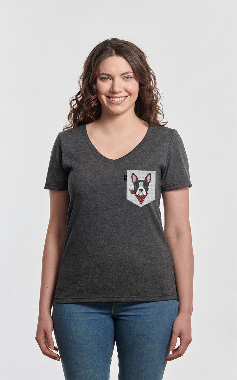 Col en V semi-ajusté à poche pour femme avec poche Chienne à Jacques ^