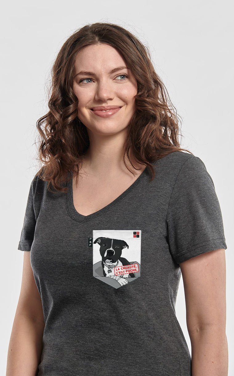 Col en V semi-ajusté à poche La cruauté c'est poche