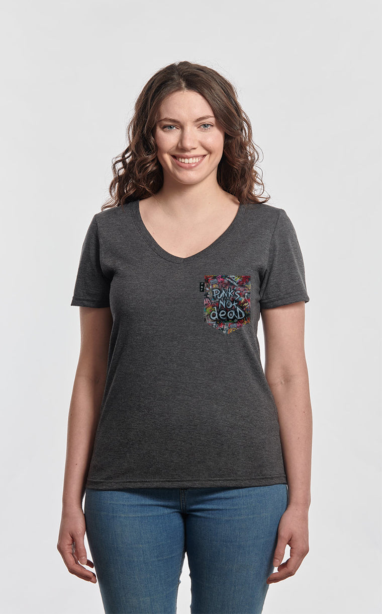 Col en V semi-ajusté à poche Punk is not dead