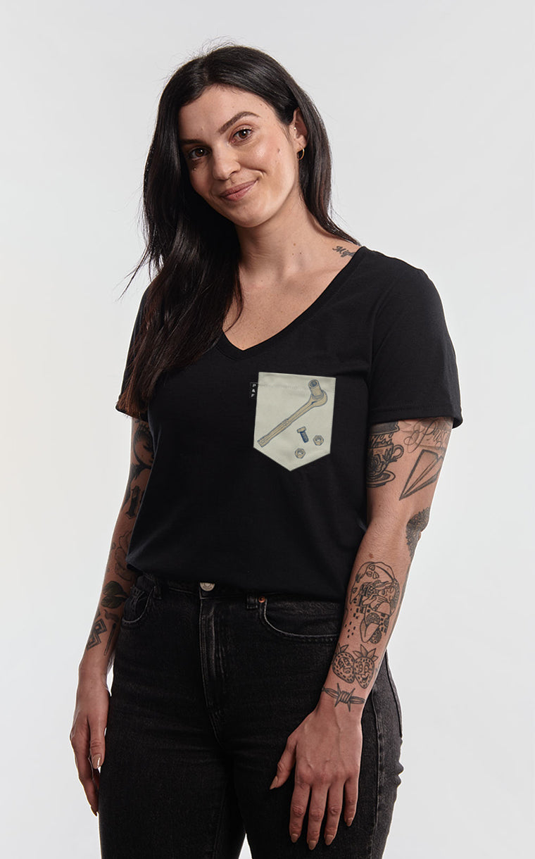 Col en V semi-ajusté à poche pour femme avec poche Avec un ratchet ^