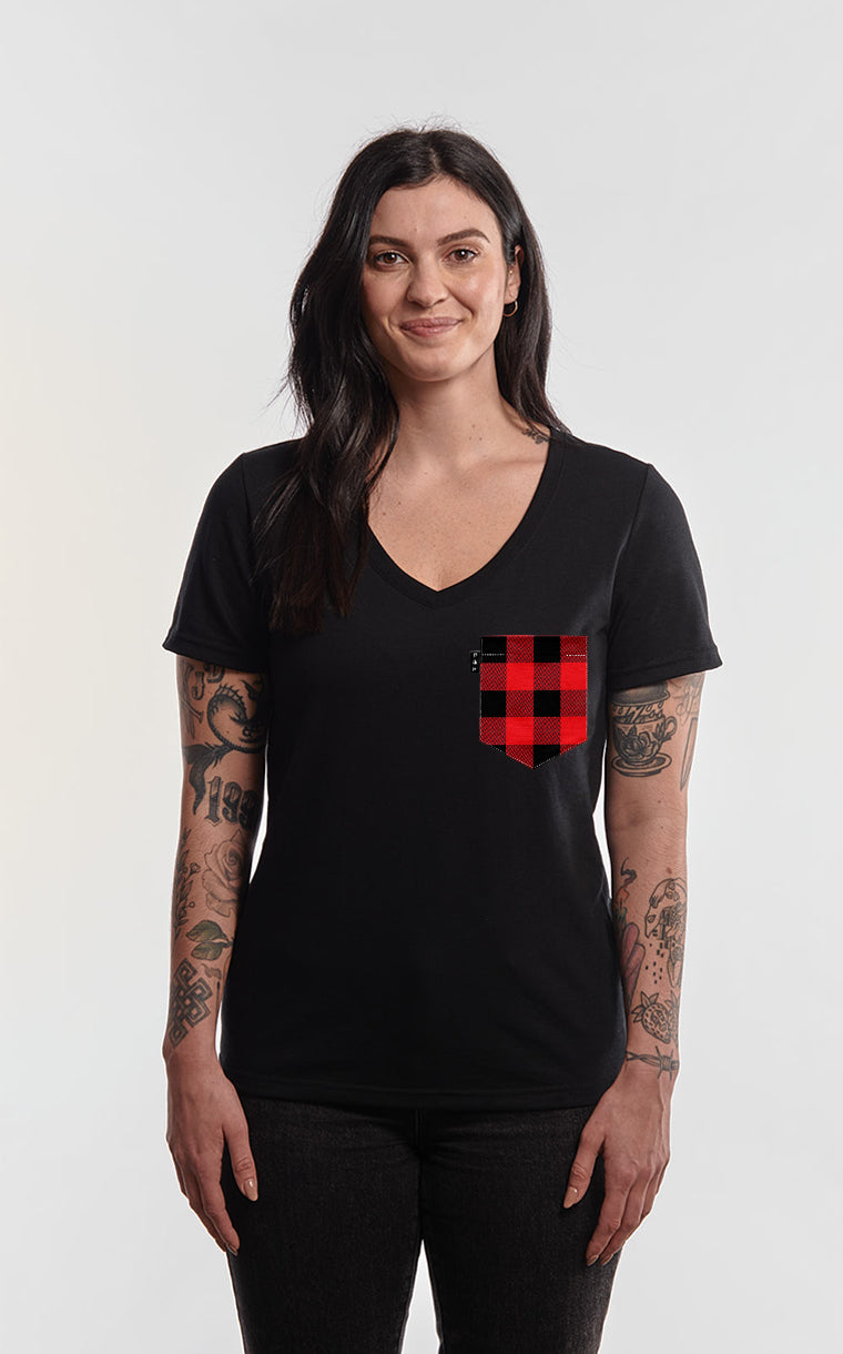 Col en V semi-ajusté à poche pour femme avec poche Carreauté kid ^