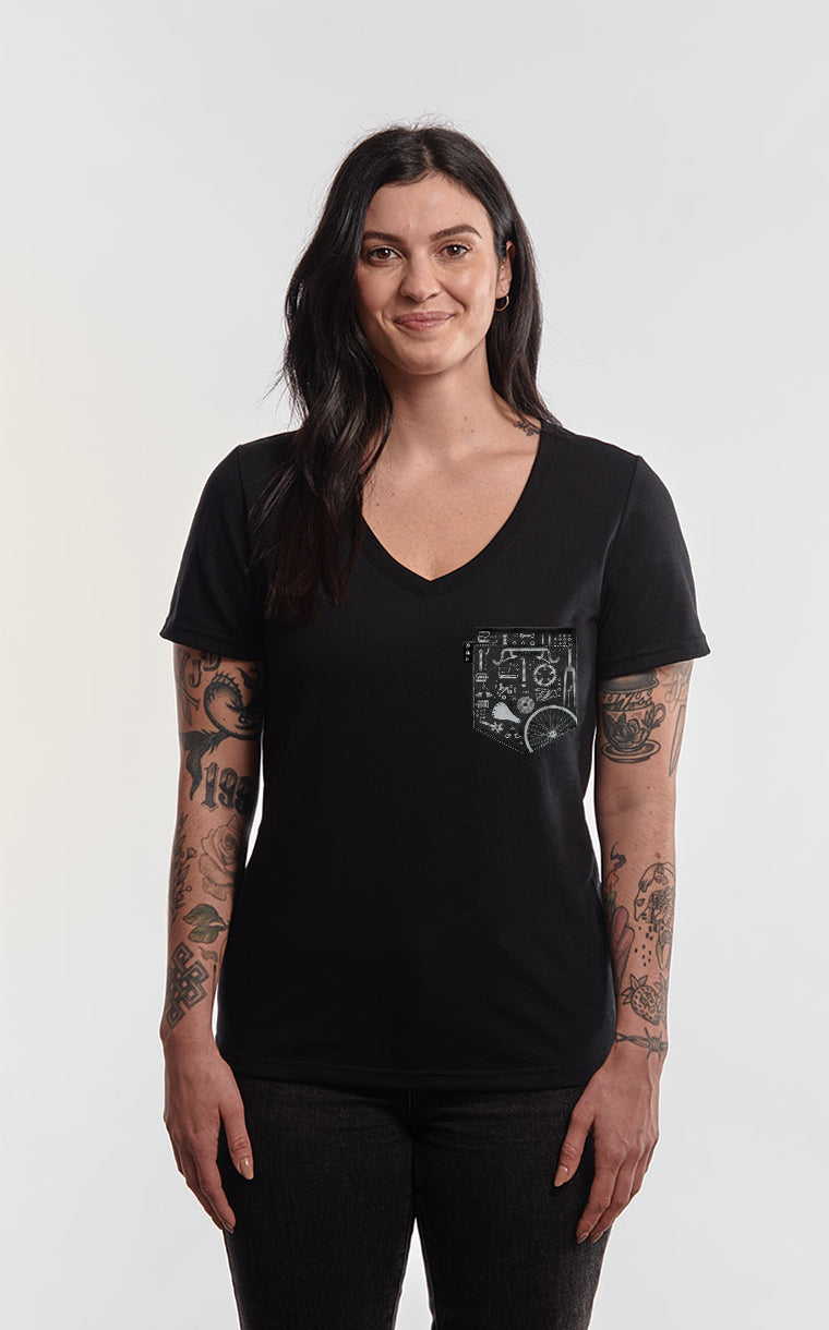 Col en V semi-ajusté à poche pour femme avec poche David Bécane ^