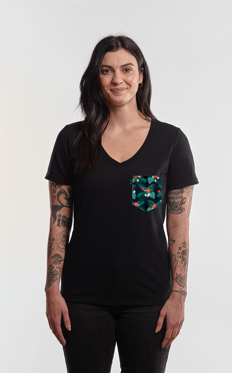 Col en V semi-ajusté à poche pour femme avec poche Flore is lava ^