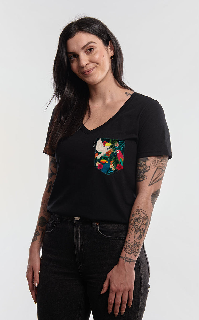 Col en V semi-ajusté à poche pour femme avec poche King Toucan-Khamon ^