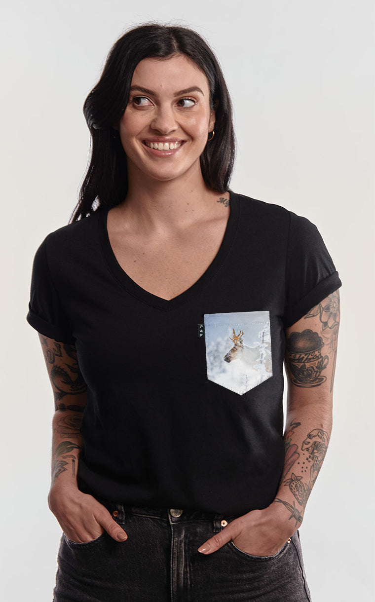 Col en V semi-ajusté à poche pour femme avec poche Roi de la montagne ^