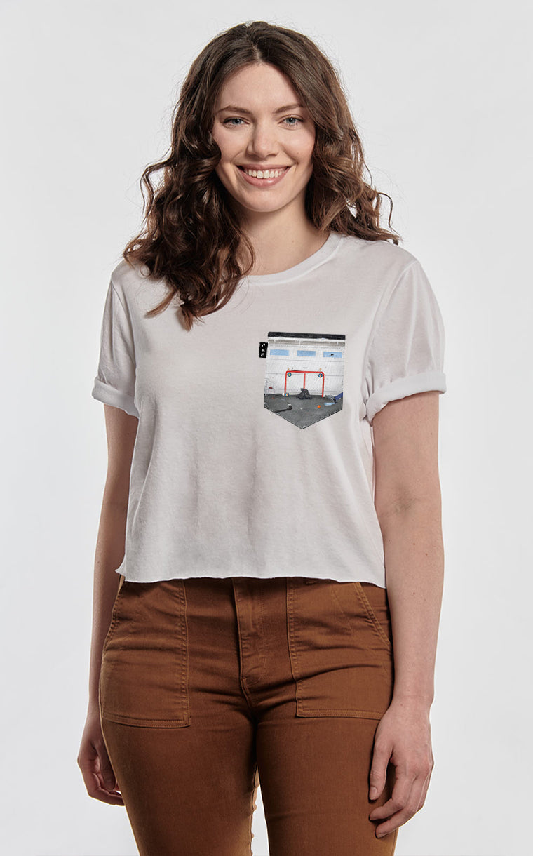T-shirt « crop top » à poche Hockey Google