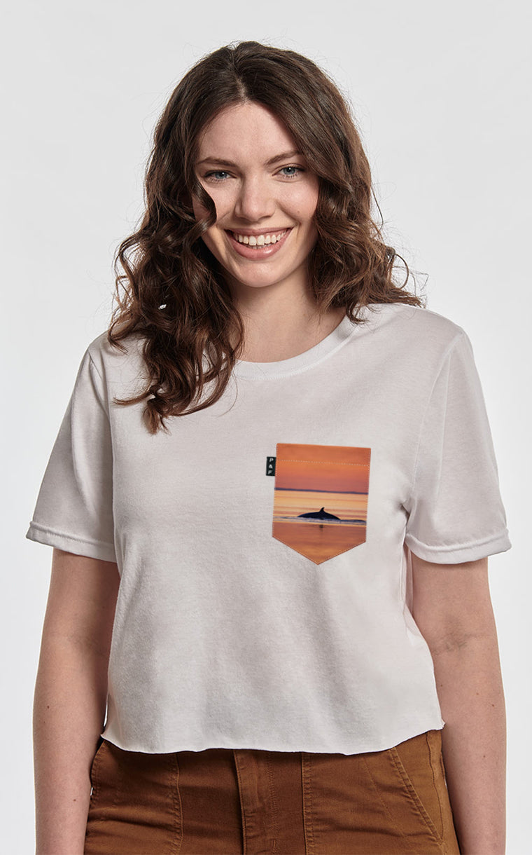T-shirt « crop top » à poche pour femme avec poche Rorqualternatif ^
