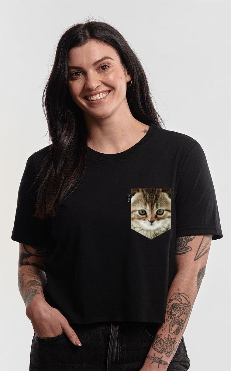 T-shirt « crop top » à poche pour femme avec poche Alichat Keys ^