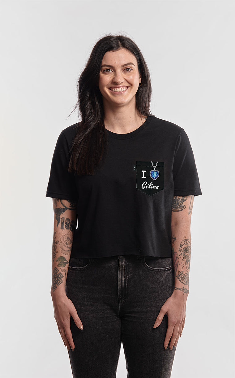 T-shirt « crop top » à poche pour femme avec poche Take a kayak ^