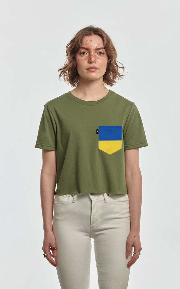Ukraine Colors Pocket Crop Top T-Shirt