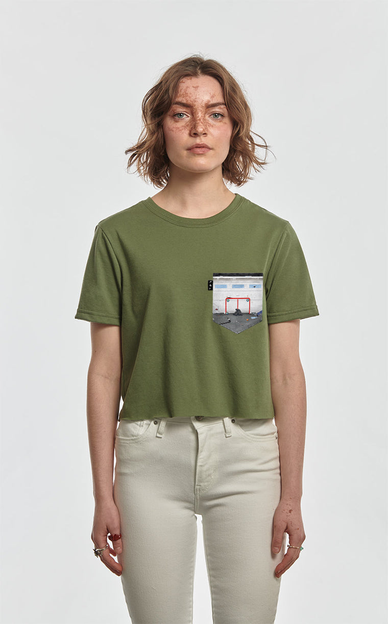 T-shirt « crop top » à poche Hockey Google